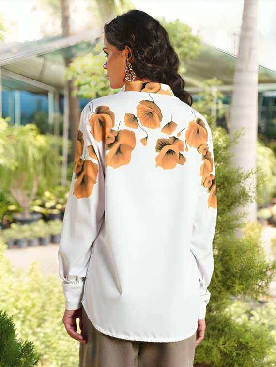 women floral print long sleeve collared shirt - 22081127 - Standard Image - 2