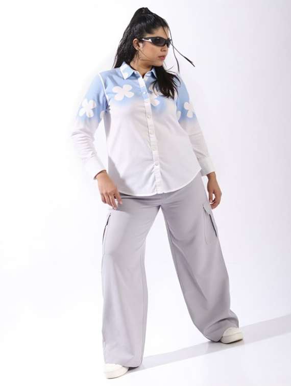 women floral print long sleeve collared shirt - 22081133 - Standard Image - 2