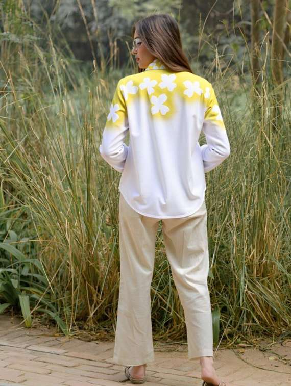 women floral print long sleeve collared shirt - 22081139 - Standard Image - 2