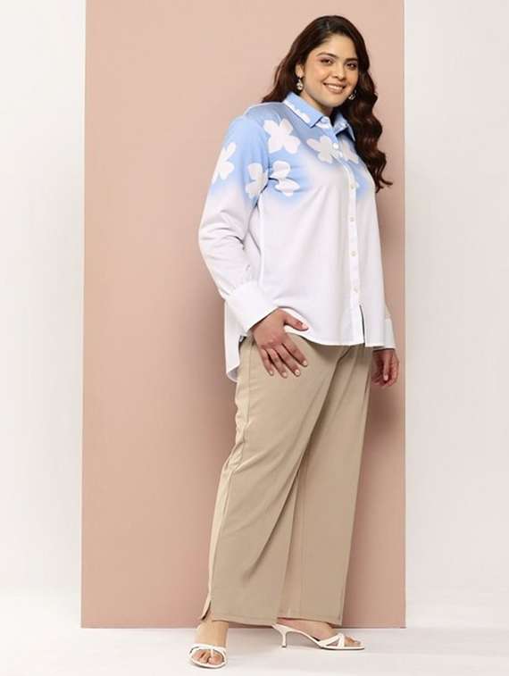 women floral print long sleeve collared shirt - 22081145 -  Standard Image - 2