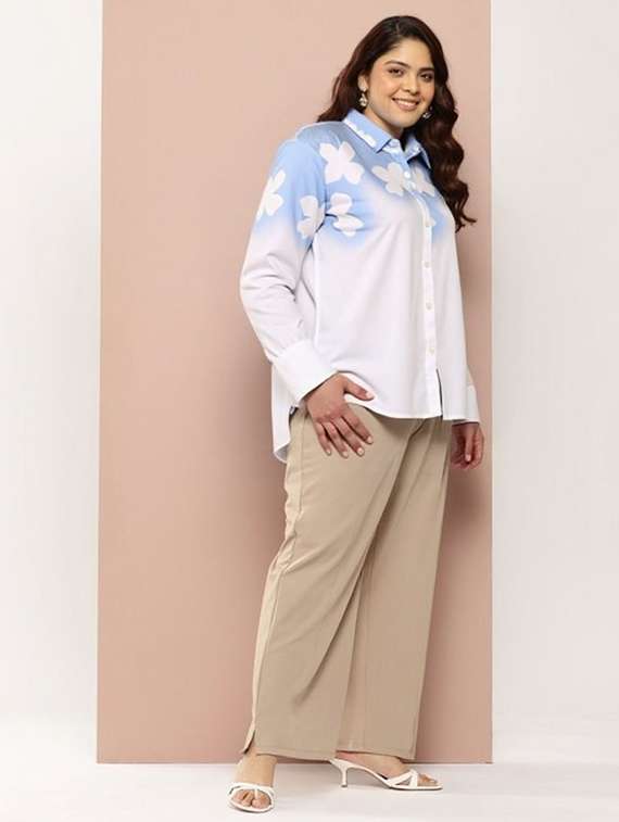 women floral print long sleeve collared shirt - 22081168 - Standard Image - 2