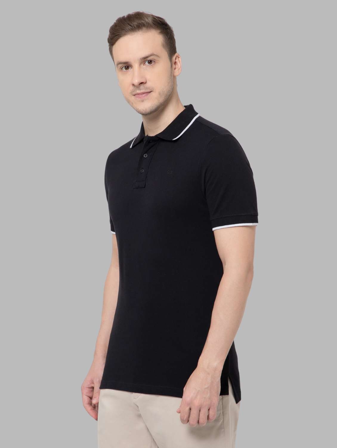 men solid short sleeve slim fit polo t-shirt - 22081978 -  Standard Image - 2