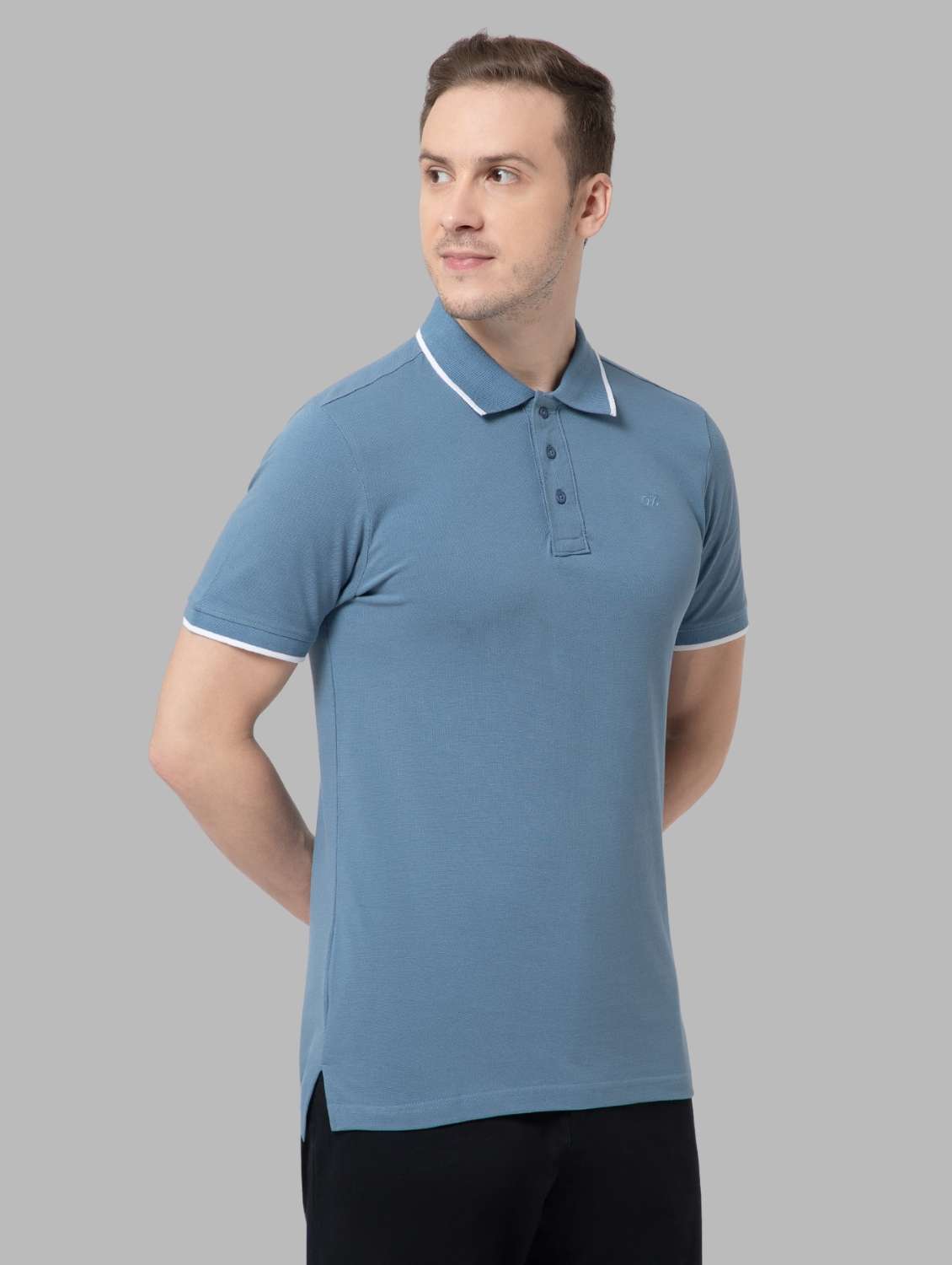 men solid short sleeve slim fit polo t-shirt - 22081981 -  Standard Image - 2