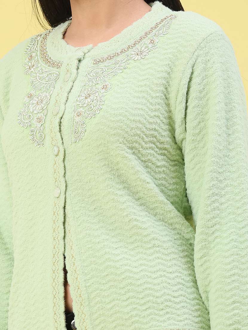 Women Self Design Sleeveless Cardigan - 22082110 -  Standard Image - 2