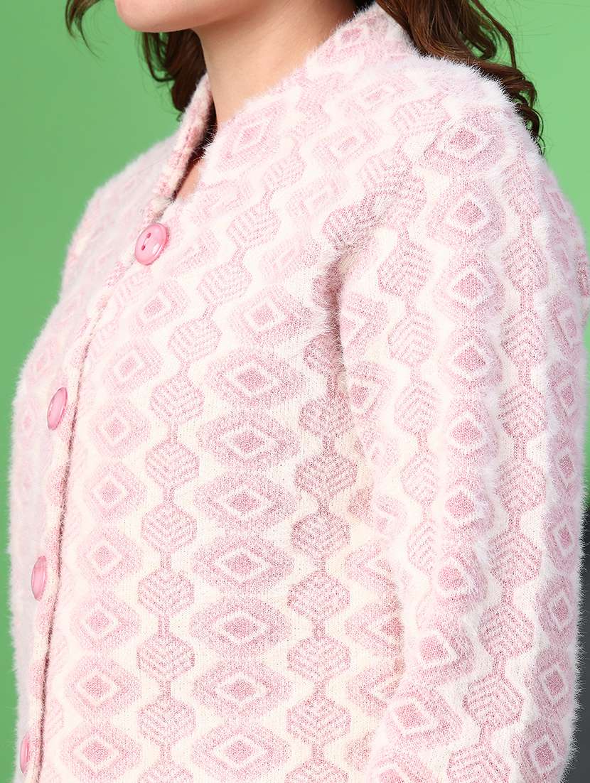 women self design long sleeve cardigan - 22082115 -  Standard Image - 2