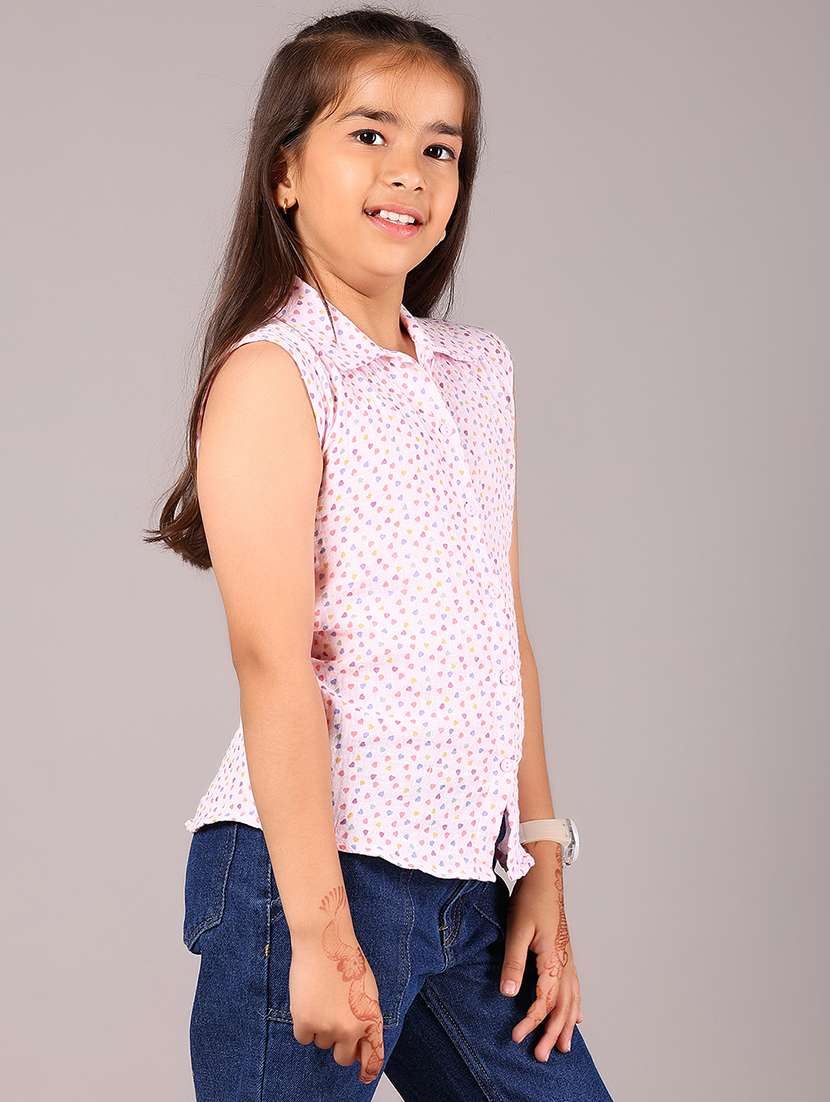 girls printed collared sleeveless top - 22082147 -  Standard Image - 2
