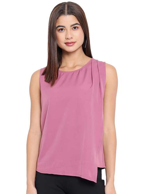 women solid round neck sleeveless regular top - 22082156 - Standard Image - 0