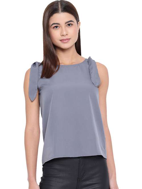 women solid round neck sleeveless regular top - 22082160 - Standard Image - 0