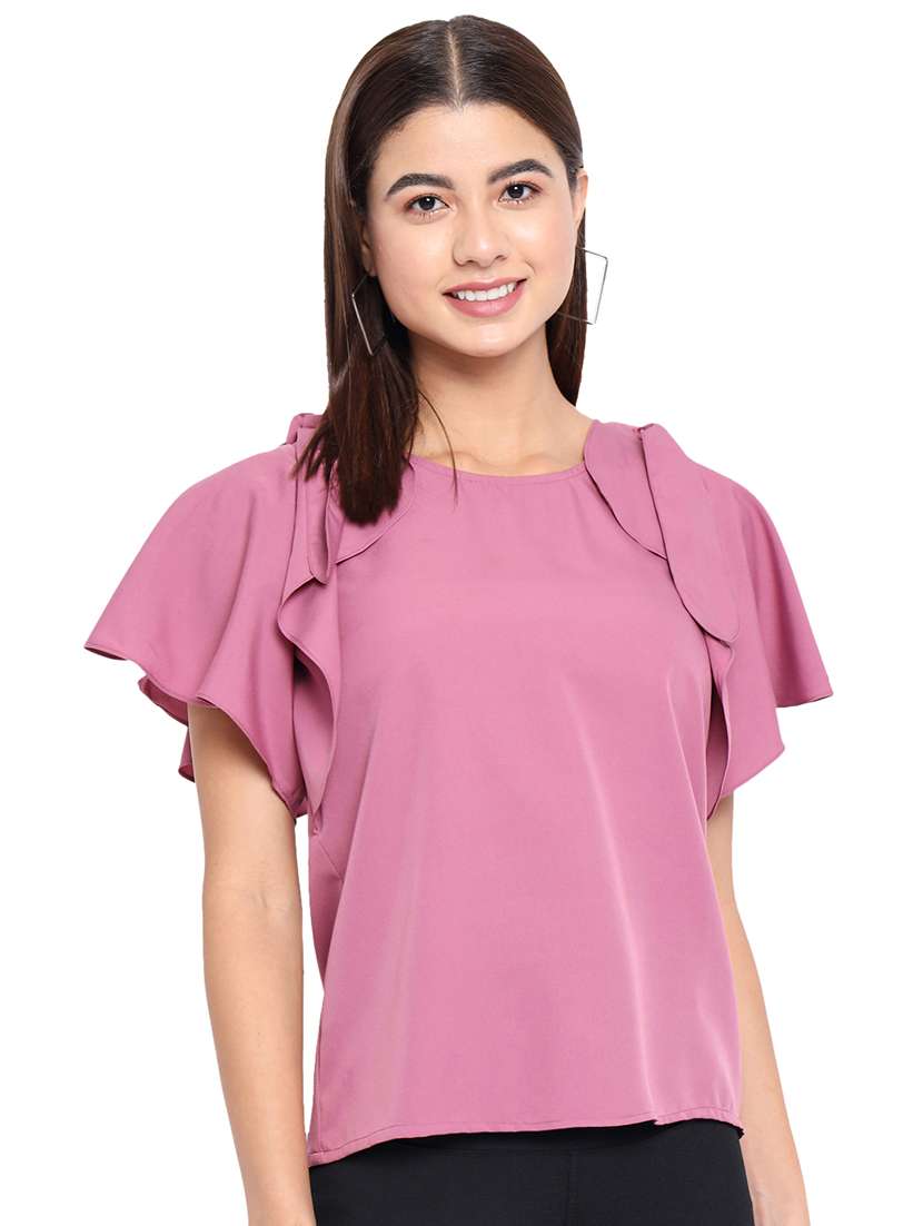 women solid flared sleeve regular top - 22082164 - Standard Image - 2