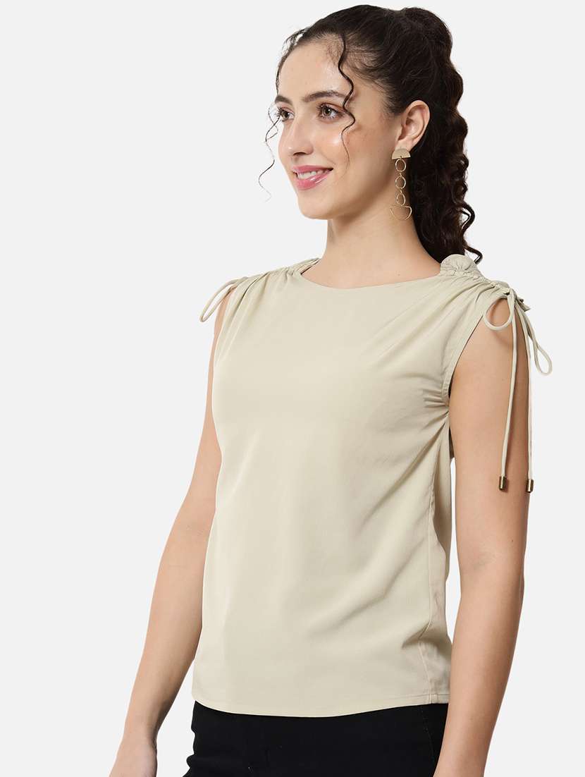 women solid boat neck sleeveless regular top - 22082166 -  Standard Image - 2