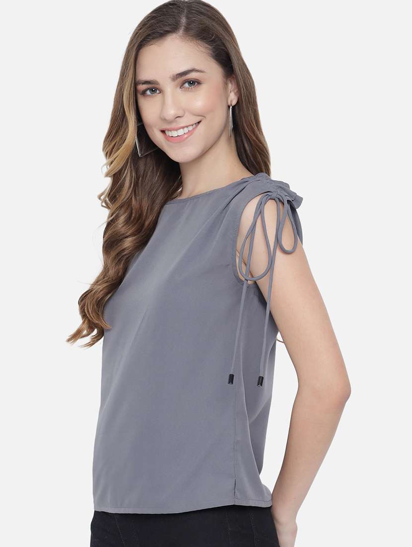 women solid baot neck sleeveless regular top - 22082167 - Standard Image - 2