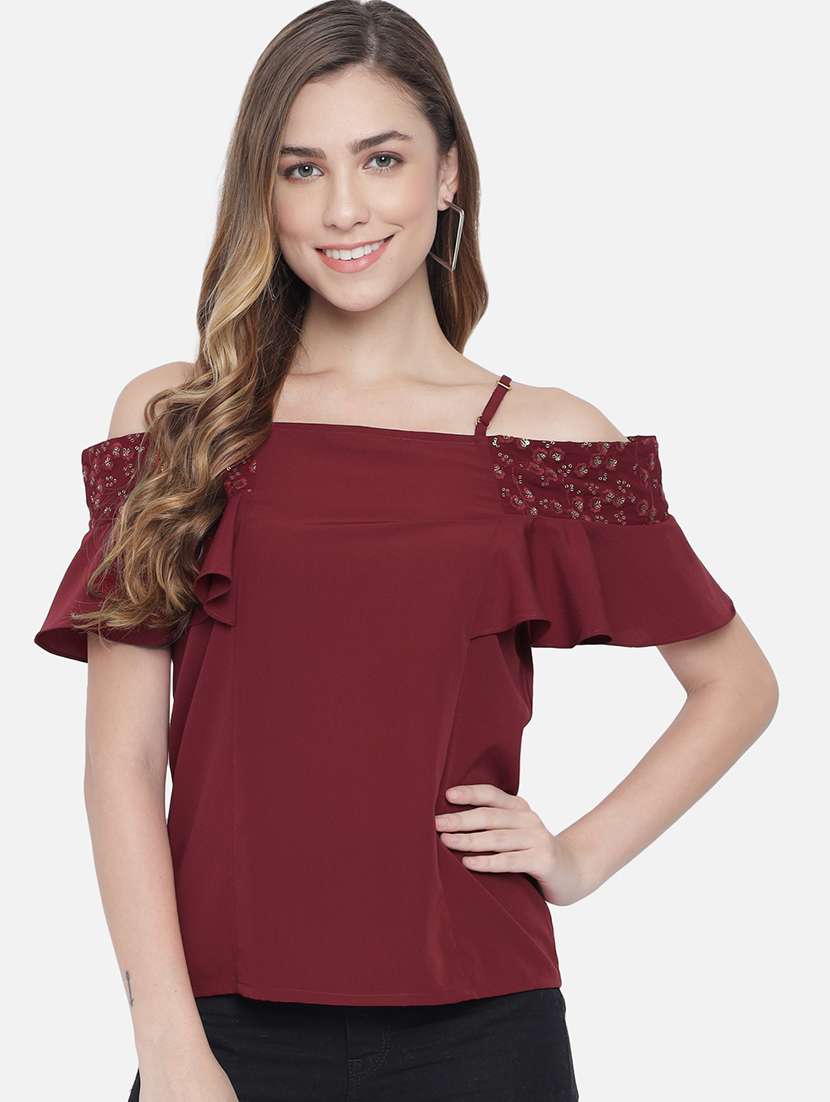 women embroidered off shoulder regular top - 22082170 - Zoom Image - 0