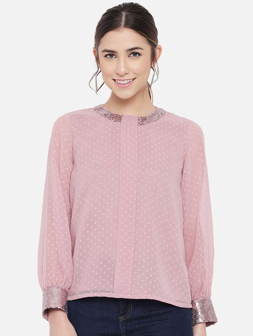 women self designed puff sleeve regular top - 22082184 - Standard Image - 2
