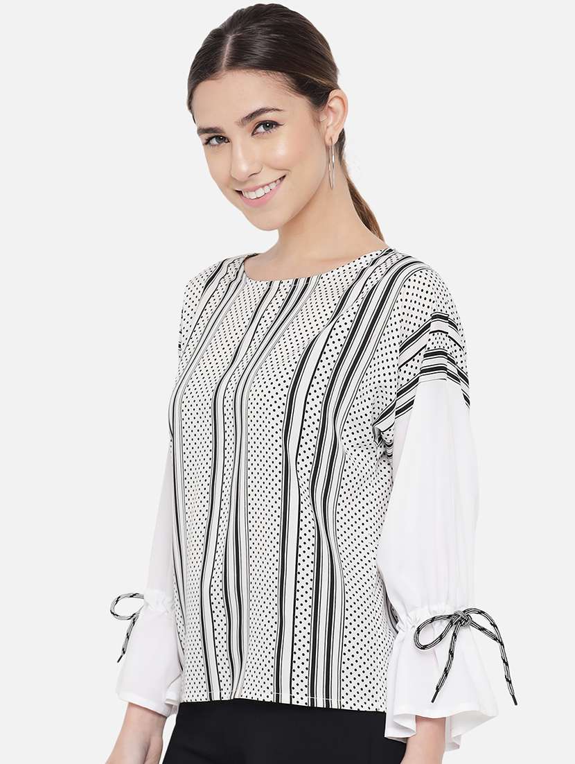 women printed bell sleeve regular top - 22082186 - Standard Image - 2