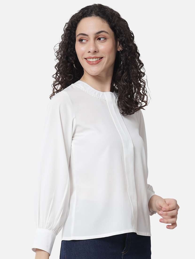 women white solid long sleeve regular top - 22082189 - Standard Image - 2