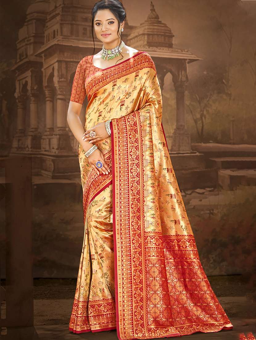 women self design dharmavaram saree with blouse