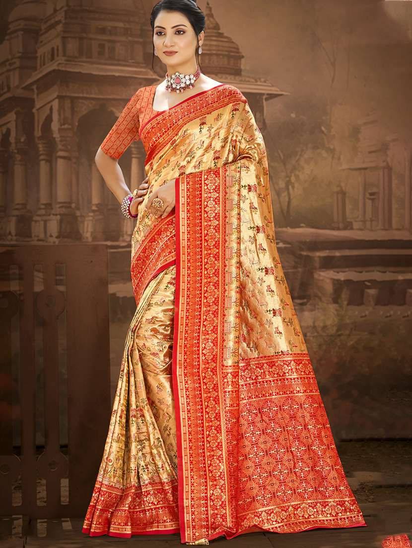 women self design dharmavaram saree with blouse