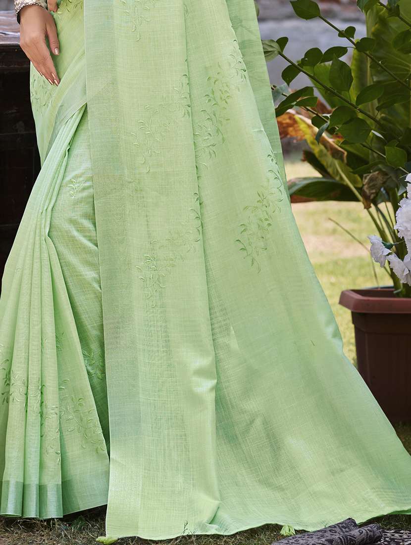 women solid with work embroidered saree with blouse - 22082240 -  Standard Image - 2