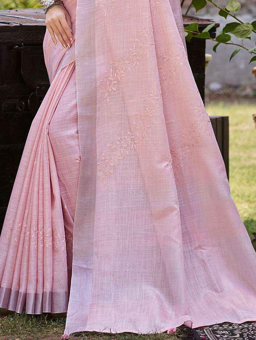 women solid with work embroidered saree with blouse - 22082241 -  Standard Image - 2