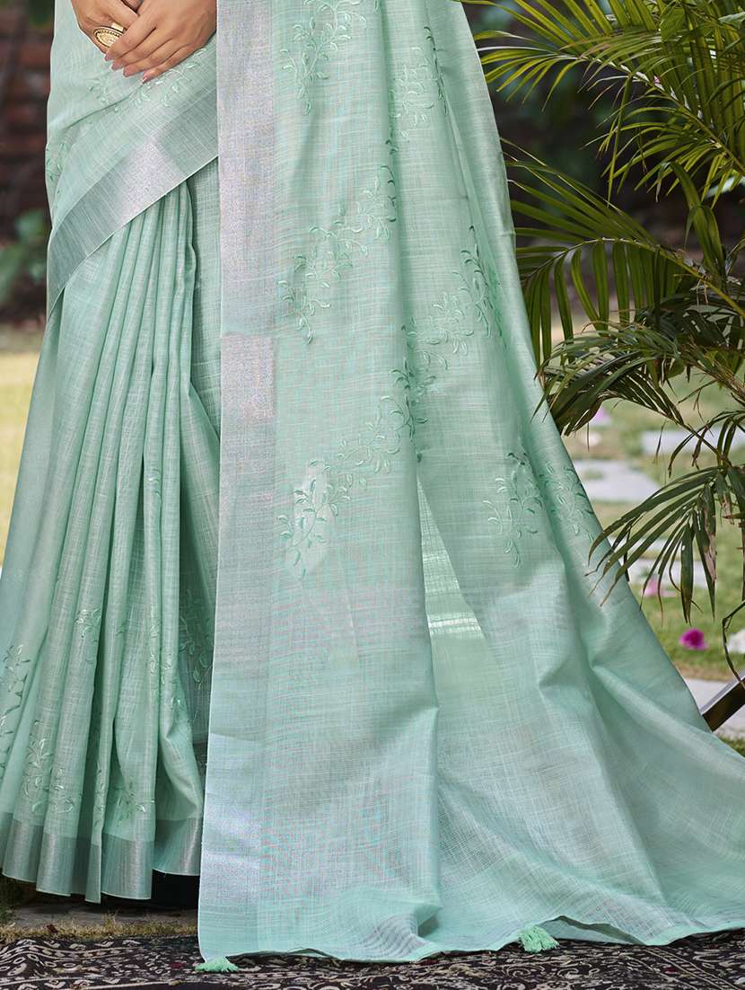 women solid with work embroidered saree with blouse - 22082242 -  Standard Image - 2