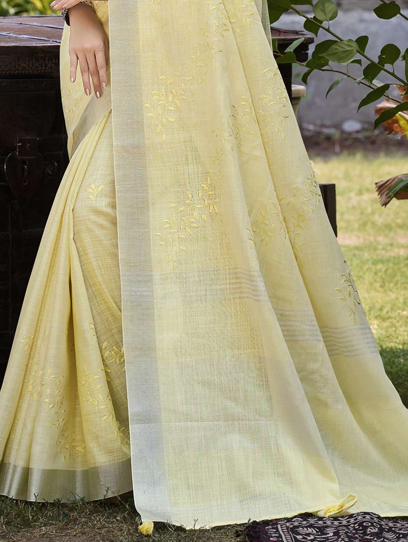 women solid with work embroidered saree with blouse - 22082245 -  Standard Image - 2