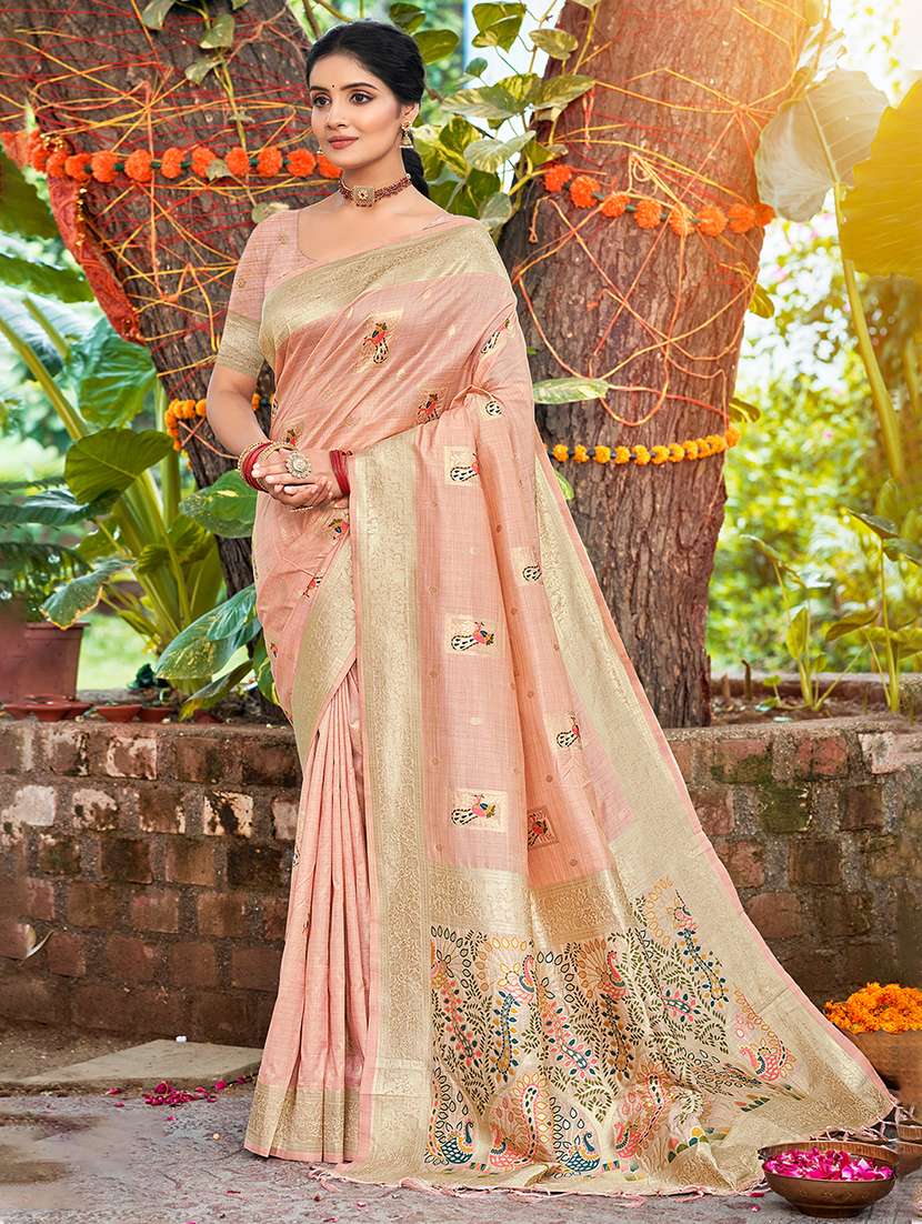 women self design assam silk saree with blouse
