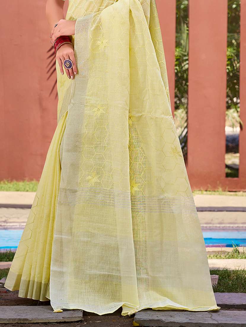 women solid with work embroidered saree with blouse - 22082298 -  Standard Image - 2