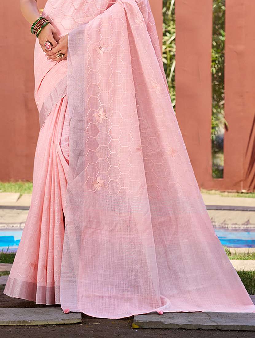 women solid with work embroidered saree with blouse - 22082299 -  Standard Image - 2