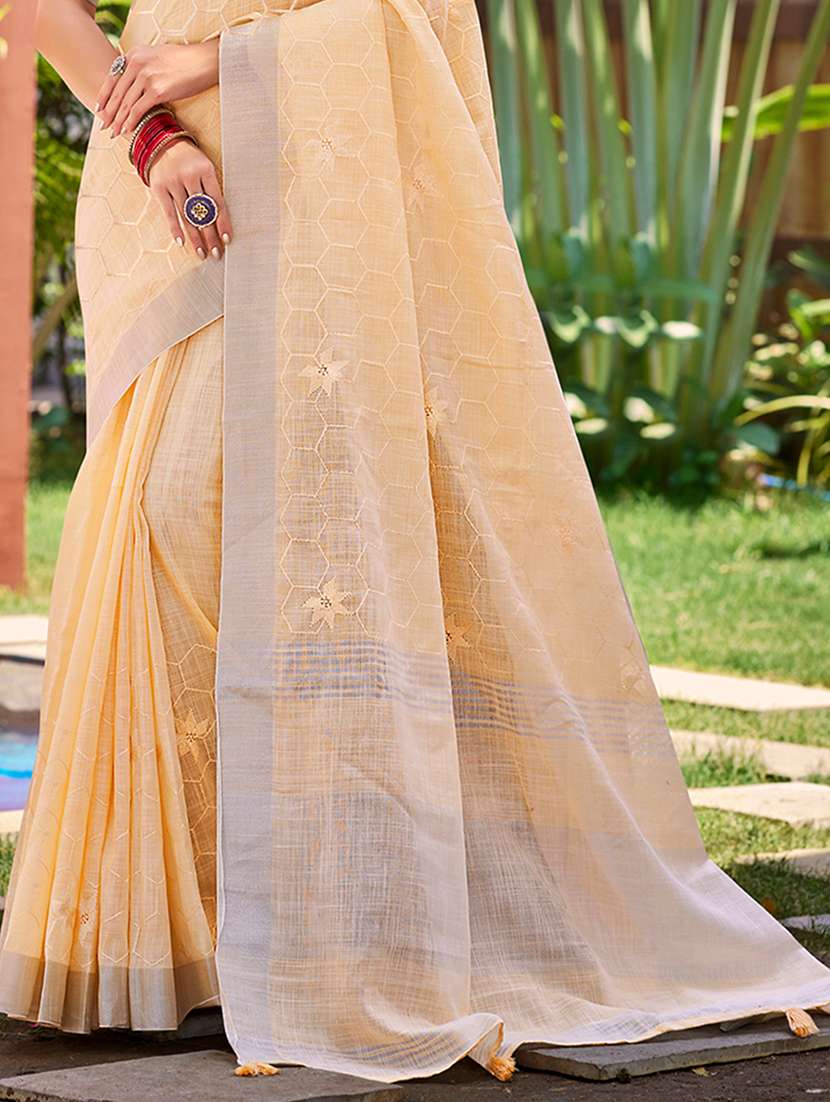 women solid with work embroidered saree with blouse - 22082301 -  Standard Image - 2