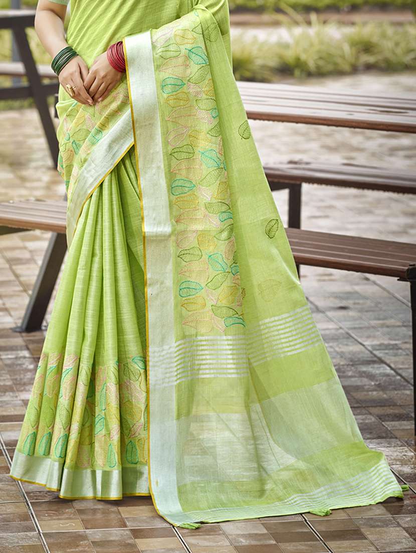 women solid with work embroidered saree with blouse - 22082349 -  Standard Image - 2