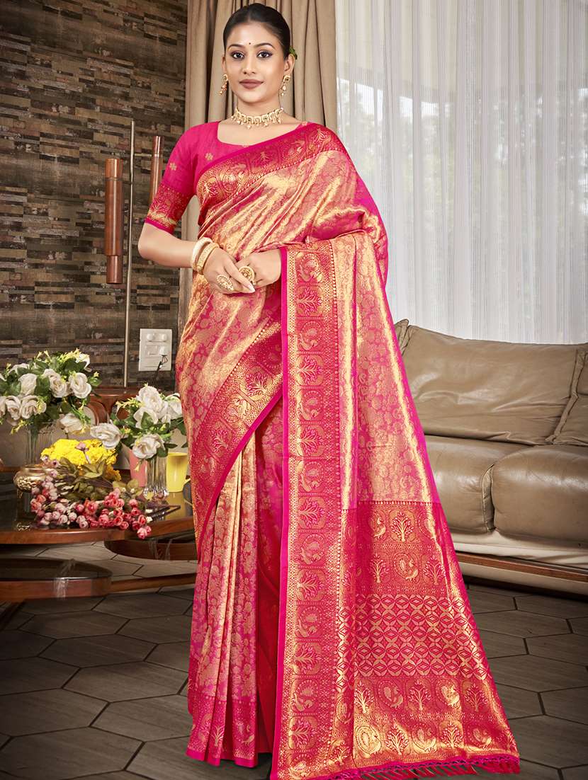 women self design kanjivaram saree with blouse