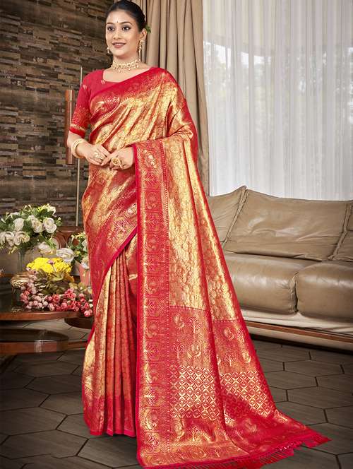 women self design kanjivaram saree with blouse - 22082385 - Standard Image - 0