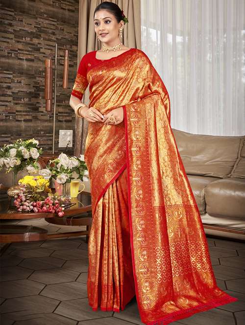 women self design kanjivaram saree with blouse - 22082387 -  Standard Image - 0