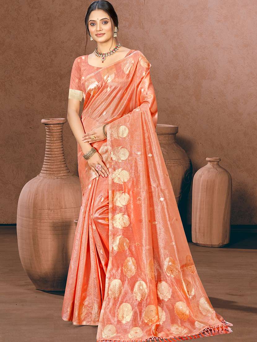 women self design chanderi saree with blouse