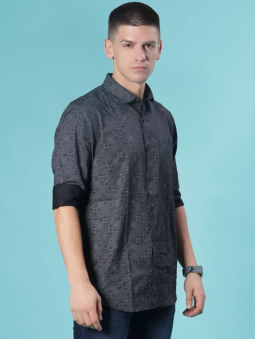 men printed long sleeve regular fit casual shirt - 22082449 - Standard Image - 2
