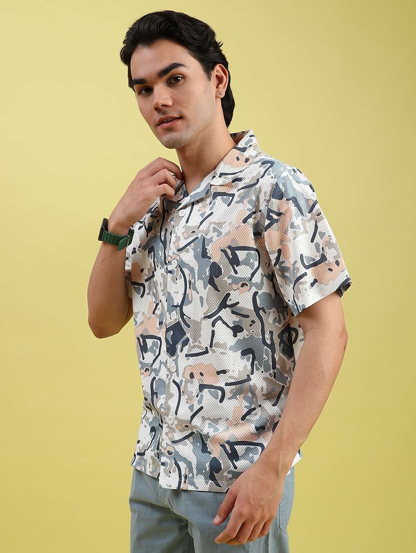 men printed short sleeve regular fit casual shirt - 22082464 -  Standard Image - 2