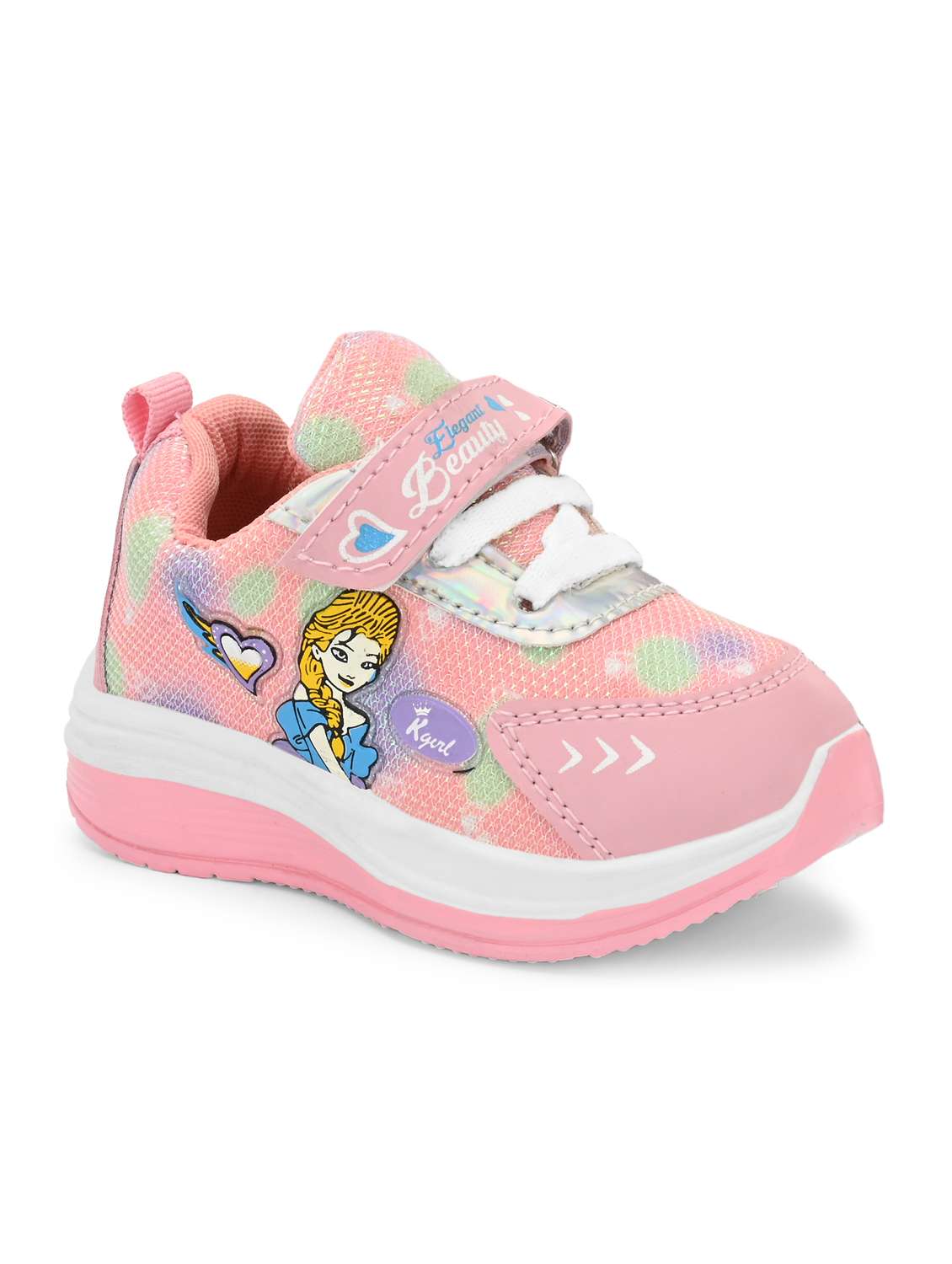 kids pink printed velcro sneaker - 22082469 - Standard Image - 2