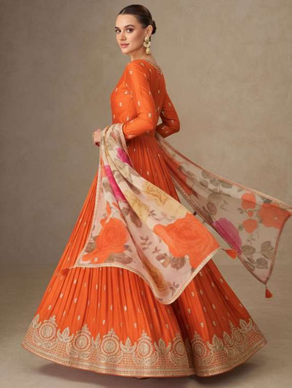 women embroidered long sleeve anarkali kurta dupatta set - 22082481 - Standard Image - 2