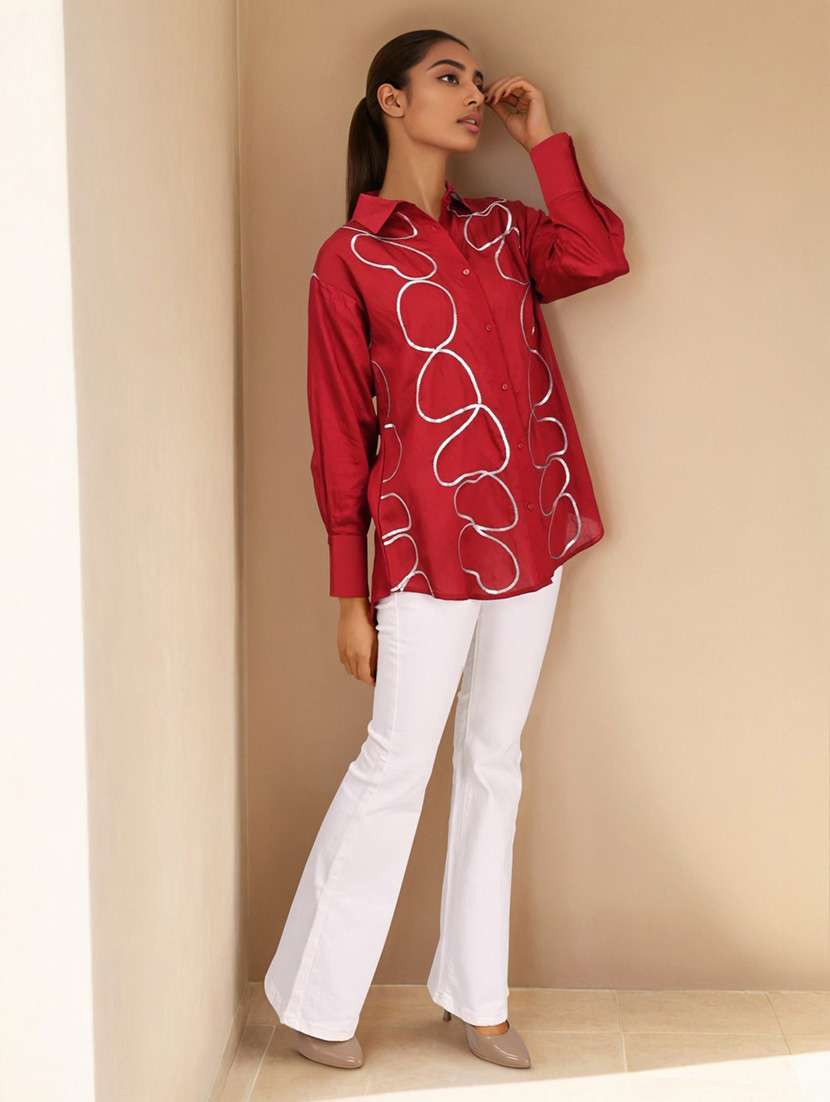 women collared long sleeve oversized shirt - 22082492 - Standard Image - 2
