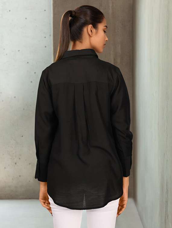 women collared long sleeve oversized shirt - 22082493 - Standard Image - 2