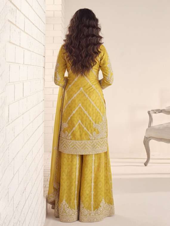 women embroidered long sleeve kurta sharara with dupatta set - 22082525 - Standard Image - 2