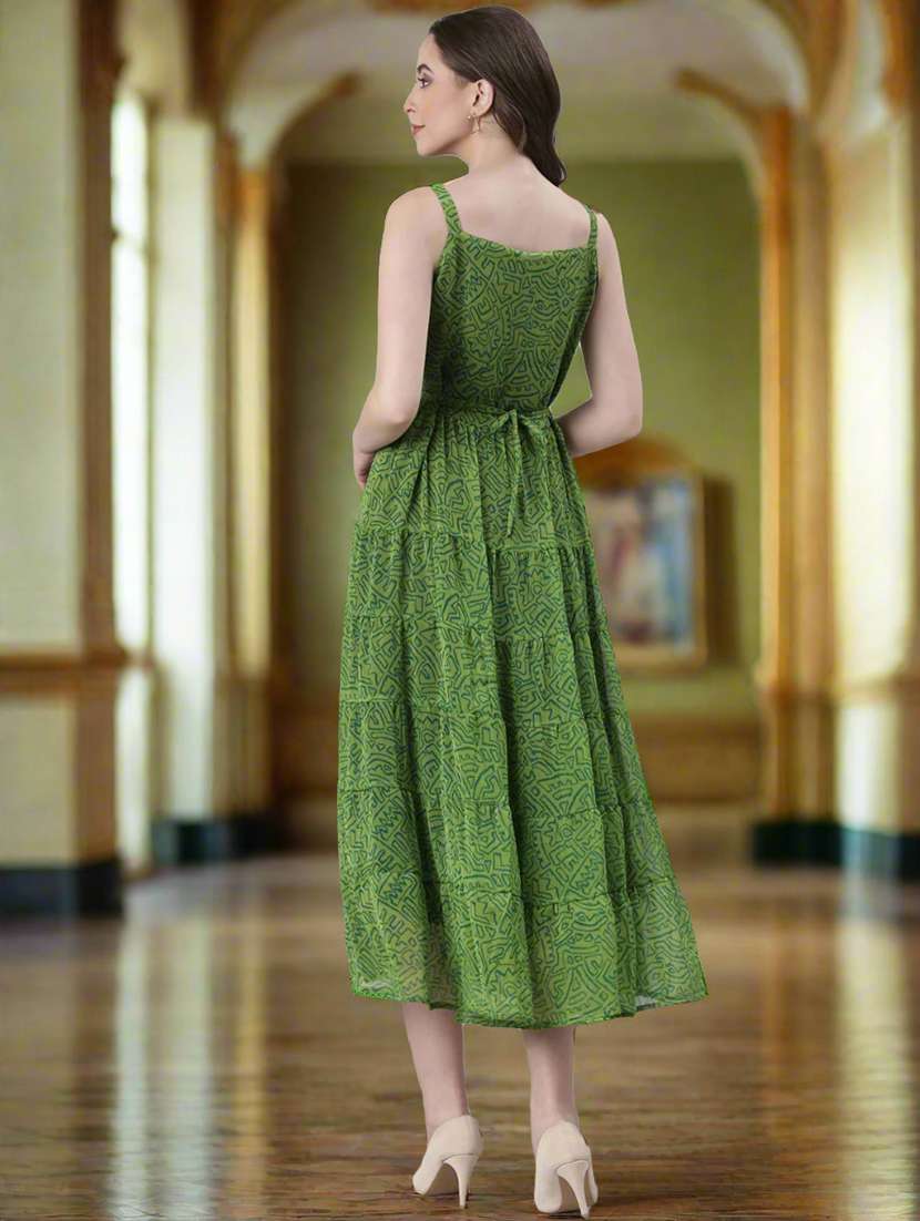 women printed shoulder strap tiered dress - 22082550 - Standard Image - 7