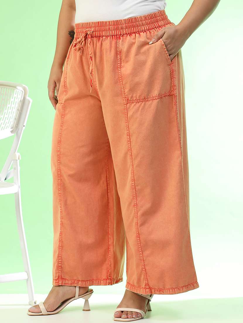 women plus size solid mid rise wide leg trouser - 22082557 -  Standard Image - 2