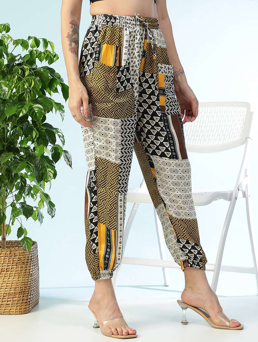 women printed high rise jogger - 22082562 - Standard Image - 2