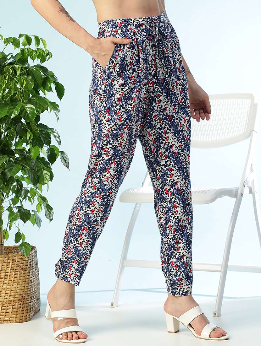 women printed high rise straight trouser - 22082563 -  Standard Image - 2