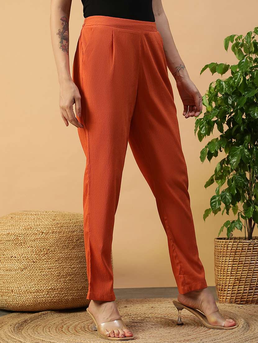 women solid mid rise straight trouser - 22082565 -  Standard Image - 2