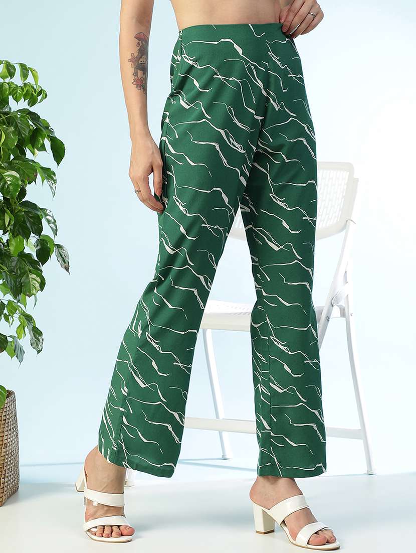 women printed high rise bootcut trouser - 22082566 -  Standard Image - 2