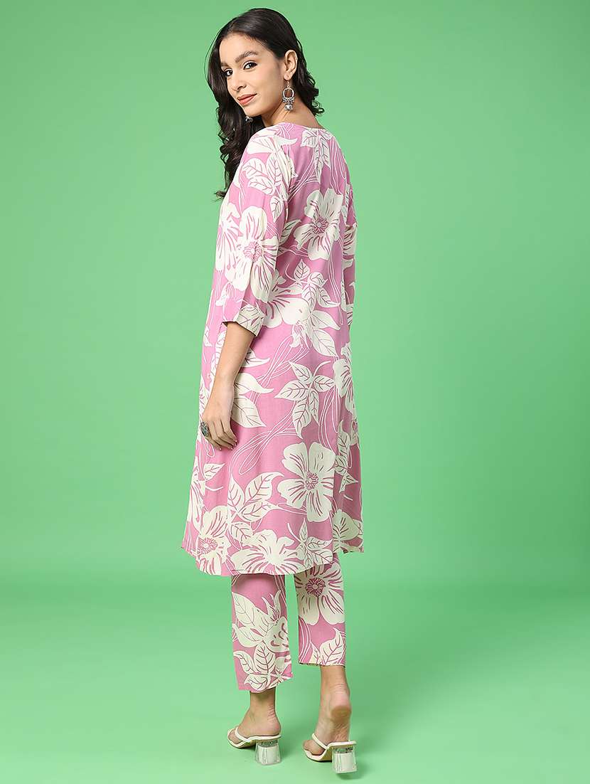 women printed three quarter sleeve co-ord set - 22082880 -  Standard Image - 2
