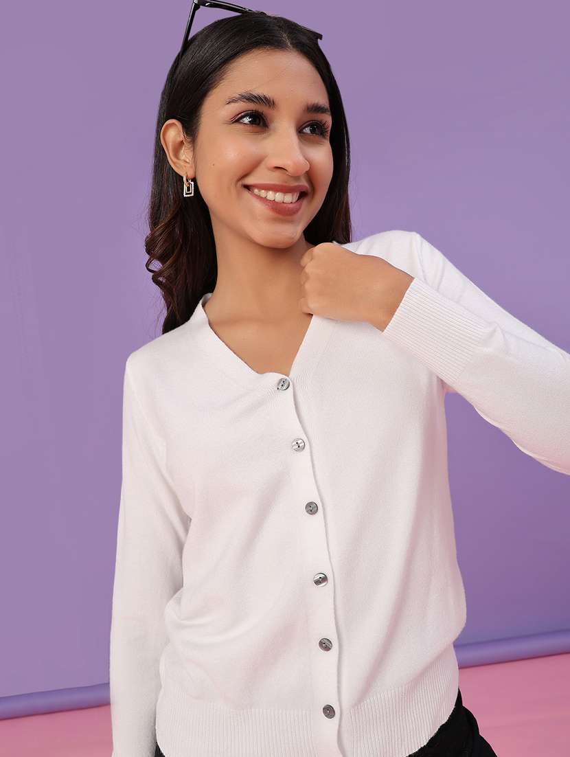 women solid long sleeve cardigan - 22082931 -  Standard Image - 2