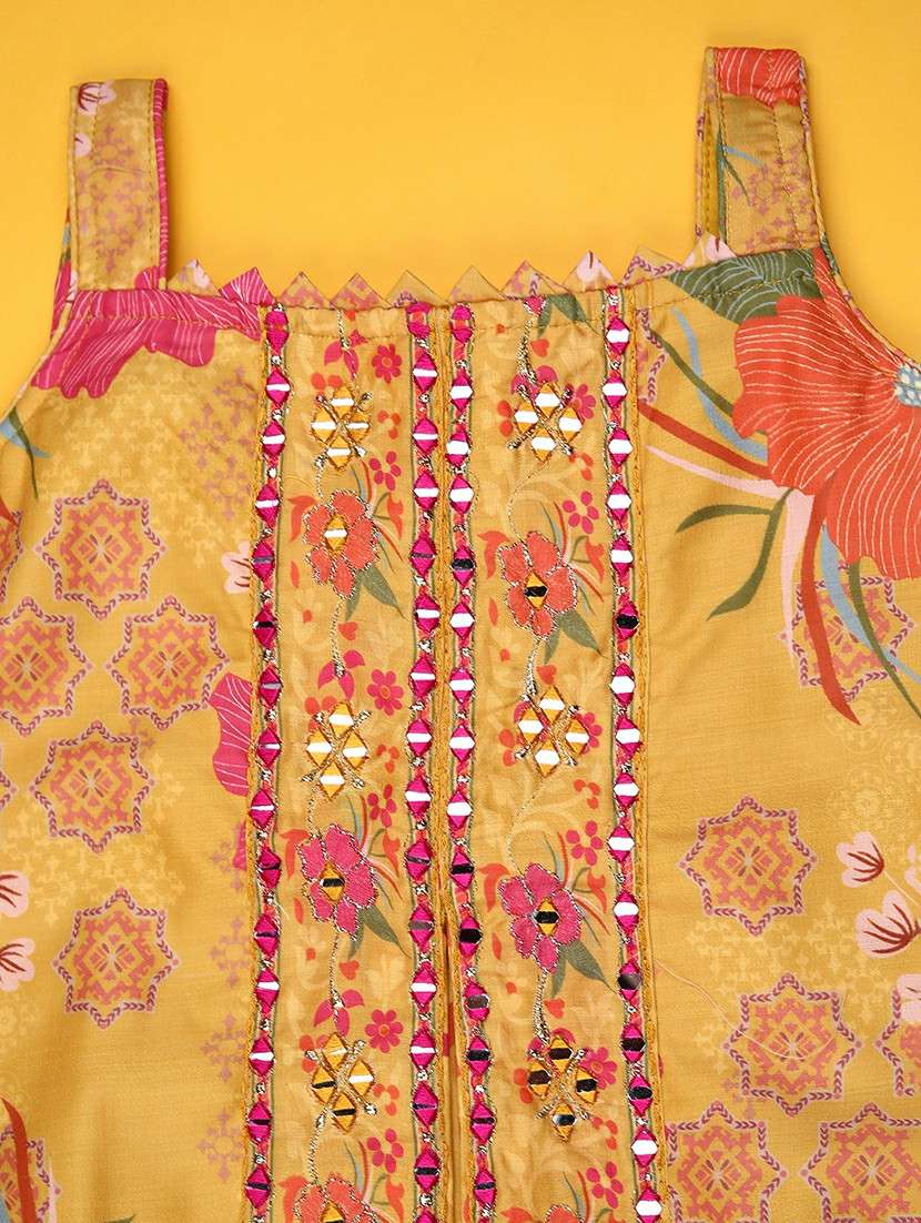 Girls Printed Sleeveless Kurta And Palazzo With Dupatta - 22082954 -  Standard Image - 2